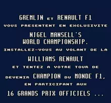Image n° 4 - screenshots  : Nigel Mansell's World Championship Racing (Beta)